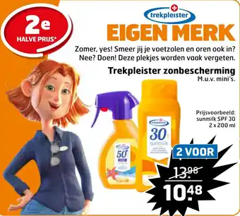 Trekpleister Trekpleister zonbescherming M.u.v. mini's. Prijsvoorbeeld: sunmilk SPF 30 2 x 200 ml aanbieding