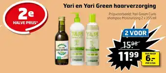 Trekpleister Yari en Yari Green haarverzorging Prijsvoorbeeld: Yari Green Curls shampoo Moisturizing 2 x 35.5 ml aanbieding