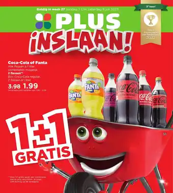 PLUS Coca-Cola regular, 2 flessen à 1 liter aanbieding