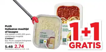 PLUS Lasagne bolognese, 2 bakken à 400 gram aanbieding