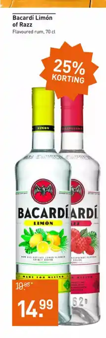 Gall & Gall Bacardí Limón of Razz Flavoured rum, 70 cl aanbieding