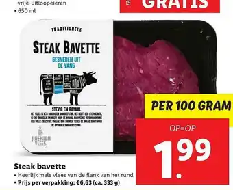 Lidl Steak bavette 100 gram aanbieding