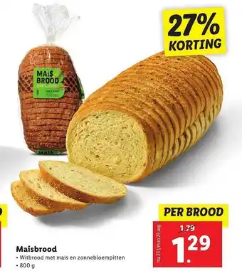 Lidl Maisbrood 800 gram aanbieding