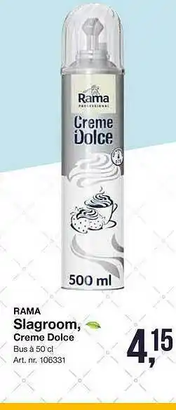 Bidfood Rama slagroom, creme dolce 500 ml aanbieding