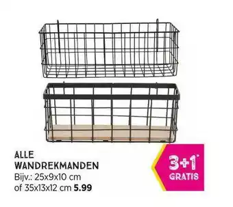 Xenos Alle Wandrekmanden 25x9x10 Cm Of 35x13x12 Cm 3+1 Gratis aanbieding