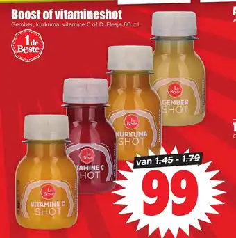 Dirk Boost of vitamineshot Gember, kurkuma, vitamine C of D. Flesje 60 ml. aanbieding