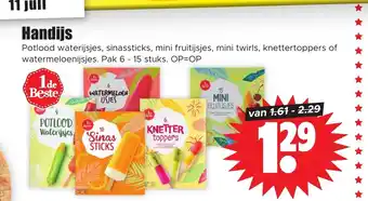 Dirk Handijs Potlood waterijsjes, sinassticks, mini fruitijsjes, mini twirls, knettertoppers of watermeloenijsjes. aanbieding