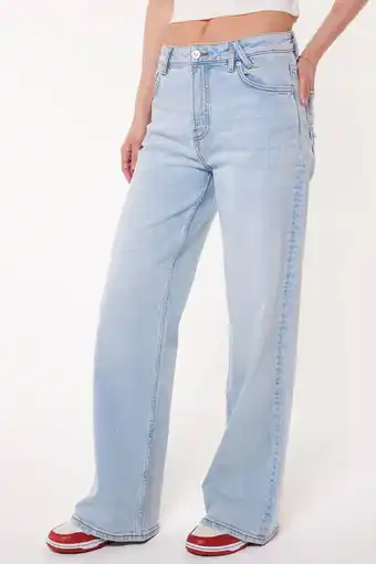 Wehkamp America today high waist wide leg jeans olivia light blue denim aanbieding