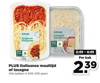 PLUS PLUS Italiaanse maaltijd of lasagne 400-450g aanbieding