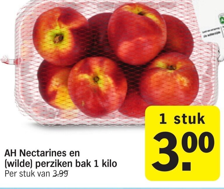 AH Nectarines en (wilde) perziken bak 1 kilo aanbieding bij Albert Heijn