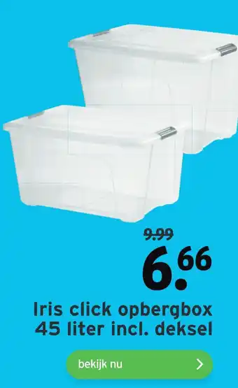 GAMMA Iris click opbergbox 45 liter incl. deksel aanbieding