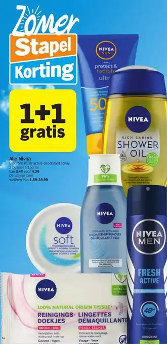 Albert Heijn Alle Nivea Bijv. Men fresh active deodorant spray 2 bussen à 150 ml aanbieding