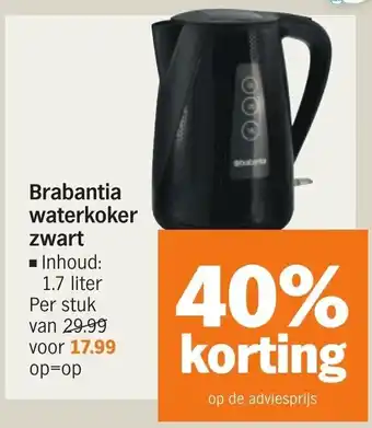 Albert Heijn Brabantia waterkoker zwart ■ Inhoud: 1.7 liter aanbieding