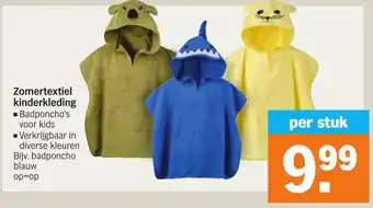 Albert Heijn Zomertextiel kinderkleding ■ Badponcho's voor kids ■ Verkrijgbaar in diverse kleuren Bijv. badponcho blauw aanbieding