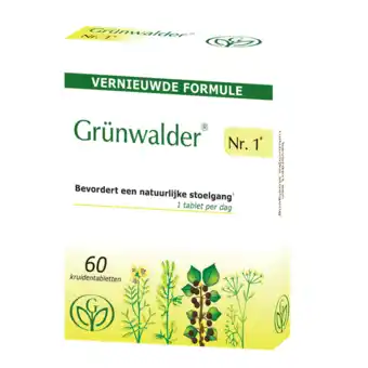 De Online Drogist Grunwalder nr.1 natuurlijke stoelgang kruidentabletten 60tb aanbieding