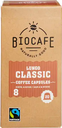 De Online Drogist Biocafé bio cafe koffiecapsules lungo classic 100gr aanbieding