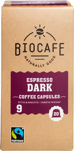 De Online Drogist Biocafé bio cafe koffiecapsules espresso dark 100gr aanbieding