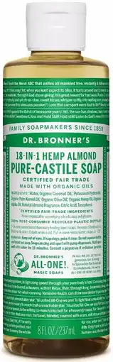 De Online Drogist Dr. bronner pure castile zeep amandel 240ml aanbieding