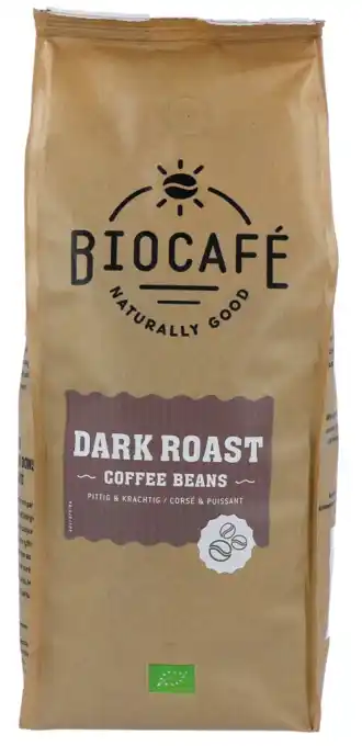 De Online Drogist Biocafé dark roast koffiebonen 500gr aanbieding