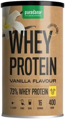 De Online Drogist Purasana wei proteine 73% vanille poeder 400gr aanbieding