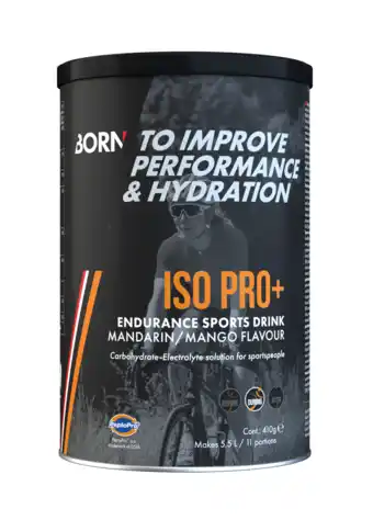 De Online Drogist Born iso pro+ endurance sports drink - mandarin mango 410gr aanbieding
