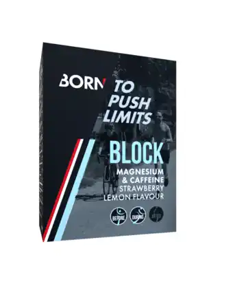 De Online Drogist Born block magnesium & caffeine - strawberry lemon 64gr aanbieding