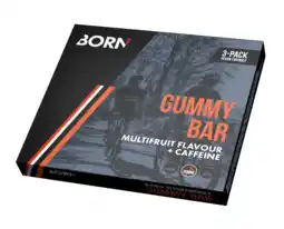 De Online Drogist Born gummy bar - multifruit caffeine 90gr aanbieding