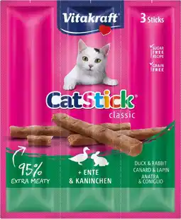 Intratuin Vitakraft kattensnack cat stick eend en konijn 3 stuks aanbieding