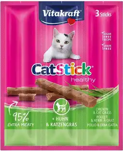 Intratuin Vitakraft kattensnack cat stick kip en kattengras 3 stuks aanbieding