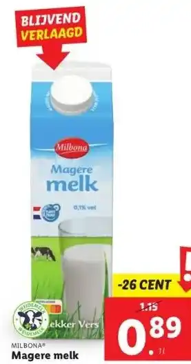 Lidl Magere melk aanbieding