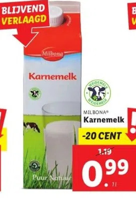 Lidl Milbona karnemelk aanbieding