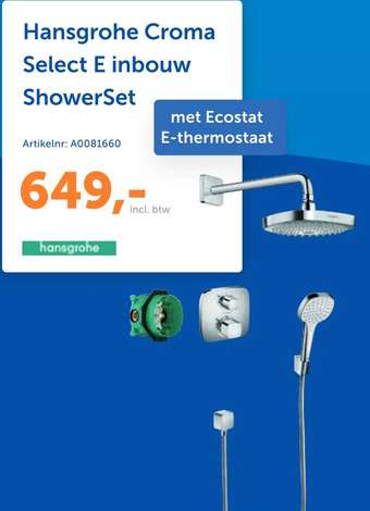 Warmteservice Hansgrohe croma select e inbouw showerset aanbieding