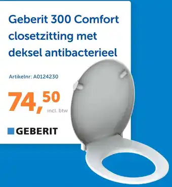 Warmteservice Geberit 300 comfort closetzitting met deksel antibacterieel aanbieding