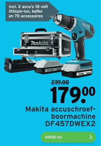 GAMMA Makita accuschroef- boormachine DF457DWEX2 aanbieding