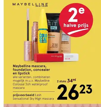 Etos Maybelline Mascara, Foundation, Concealer en Lipstick 2 stuks aanbieding