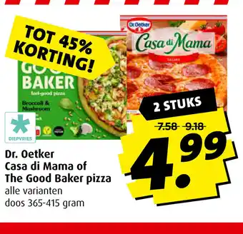 Boni Dr. Oetker Casa di Mama of The Good Baker pizza alle varianten doos 365-415 gram aanbieding