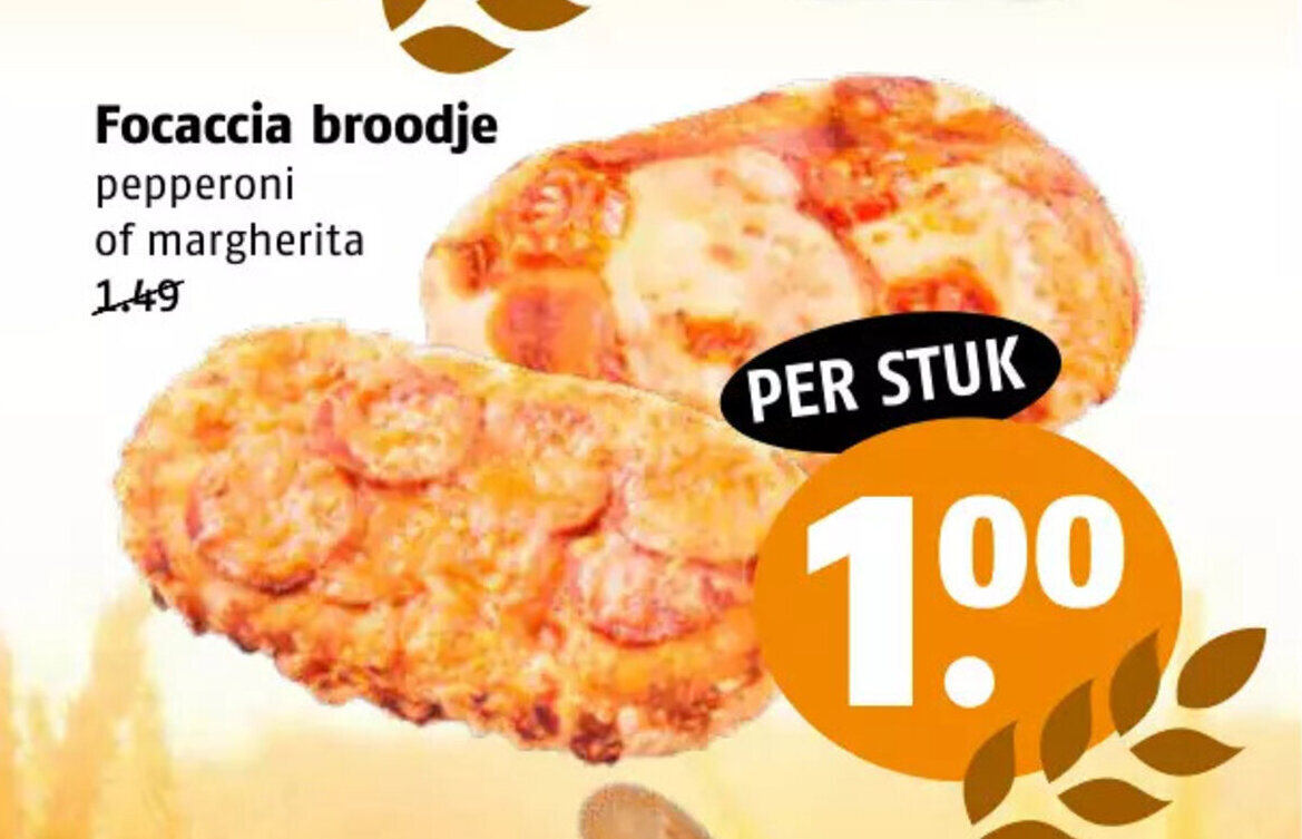 Focaccia broodje pepperoni of margherita aanbieding bij Poiesz