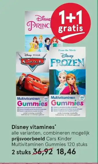 Etos Disney Vitamines 2 stuks Prijsvoorbeeld Cars Kinder Multivitaminen Gummies 120 stuks aanbieding