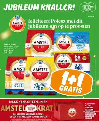 Poiesz Amstel 0.0% 2 trays van 6 flesjes/ blikjes à 30/33 cl aanbieding