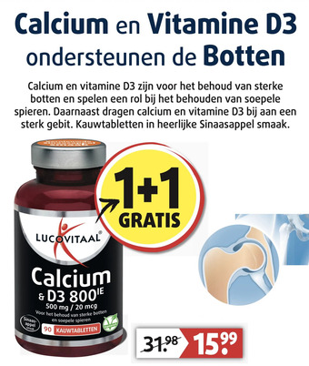 Lucovitaal Calcium en vitamine d3 ondersteunen de botten aanbieding