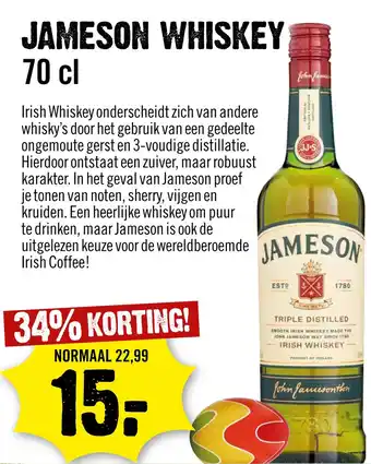 Dirck 3 Jameson Whiskey 70cl aanbieding