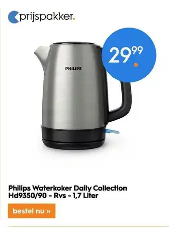 Blokker Philips Waterkoker Daily Collection HD9350-90 - RVS - 1,7 Liter aanbieding