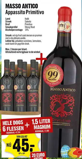 Dirck 3 Masso Antico Appassito Primitivo aanbieding