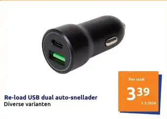 Action Re-load USB dual auto-snellader Diverse varianten aanbieding