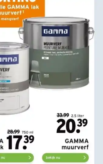 GAMMA muurverf 2.5 liter aanbieding