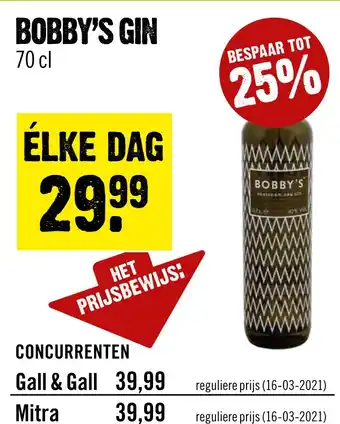 Dirck 3 Bobby's gin 70cl aanbieding