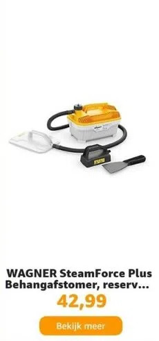 Amazon Wagner steamforce plus behangafstomer, reservoir 4 l, stoomtijd max. 70 min, 3,7 m slang, incl. kleine stoomplaat en spatel, aanbieding