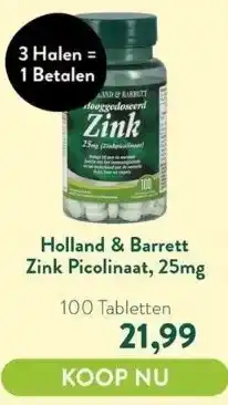 Holland & Barrett Zink picolinaat, 25mg aanbieding