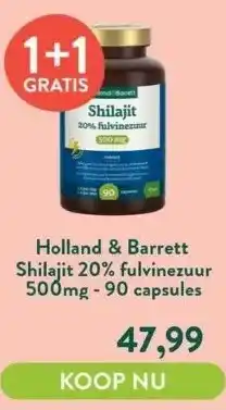 Holland & Barrett Shilajit 20% fulvinezuur 500mg - 90 capsules aanbieding