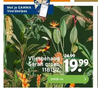 GAMMA Vliesbehang Sarah groen 118152 aanbieding